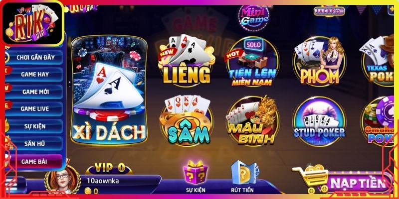 Khái quát về sảnh game bài Rikvip