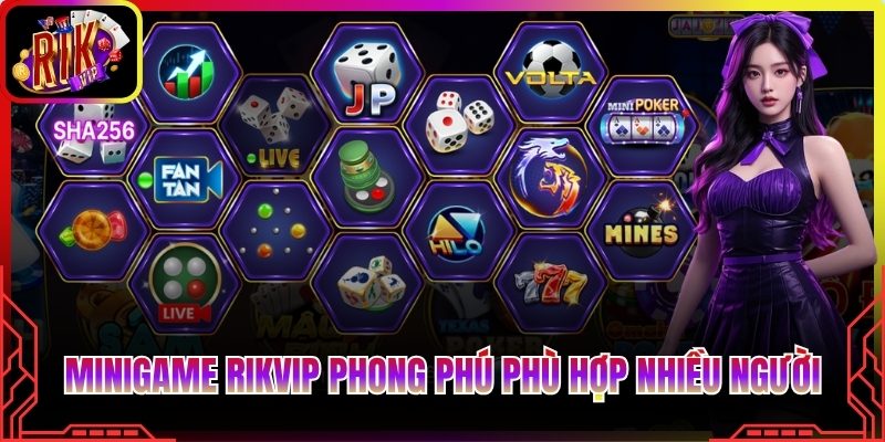 Minigame Rikvip phong phú phù hợp nhiều người